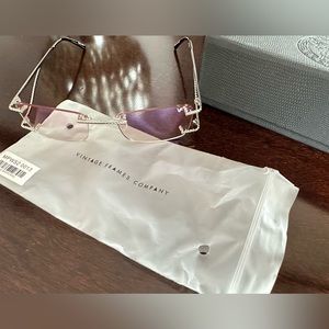 Vintage Frames Company Wall Street Drill Mount 24kt White Gold Sunglasses